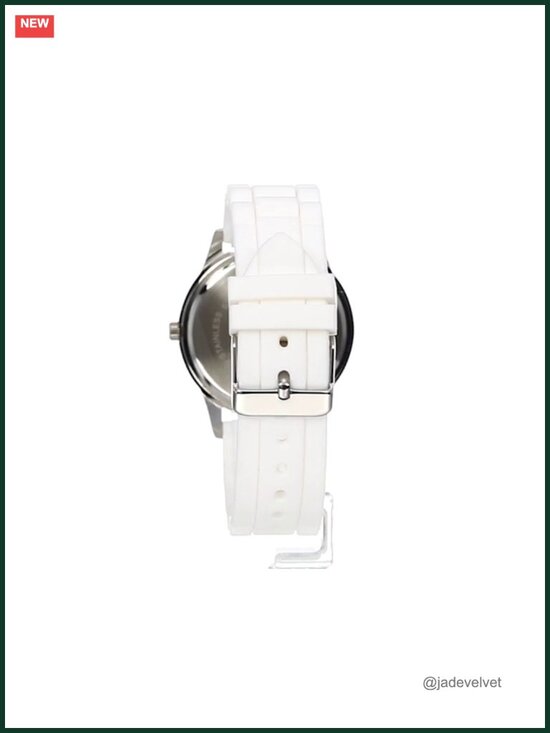 Rhinestone Bezel Watch with White Silicone Strap, Mother-of-Pearl Dial, Quartz